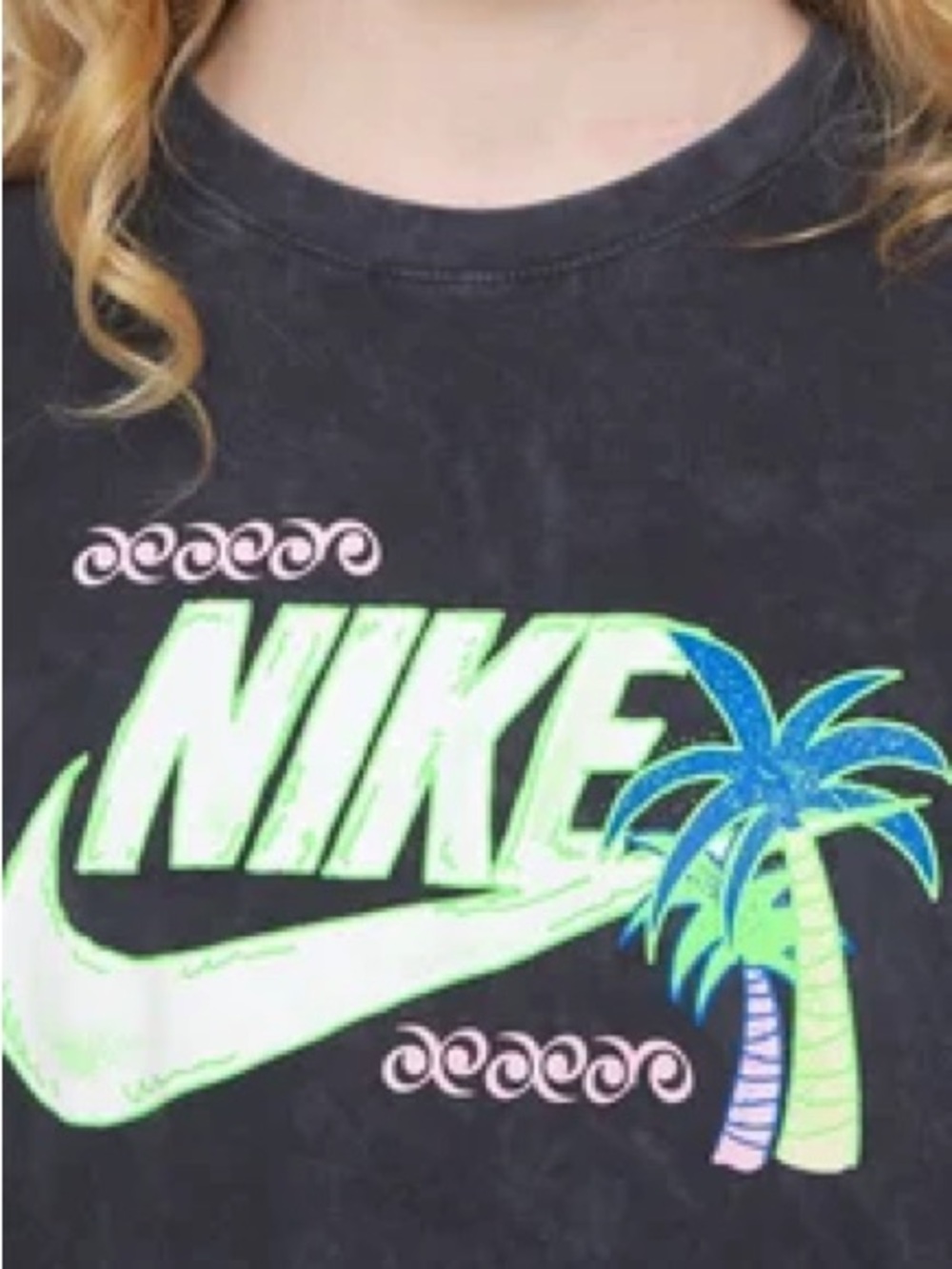 Nike Tropical Palm Tree Cropped Tee Small - Picture 1 of 4